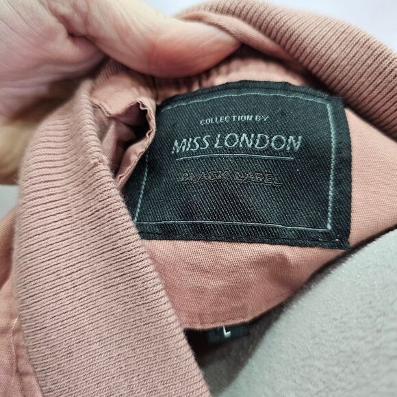 Miss London Black Label Mauve Pink Lightweight Jacket Size Large - Picture 8 of 11
